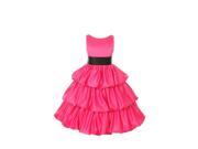 Cinderella Couture Girls Fuchsia Layered Black Sash Pick Up Occasion Dress 6