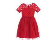 Sweet Kids Little Girls Red Cross Hatch Satin Mesh Occasion Dress 2T