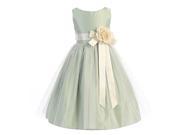 Sweet Kids Big Girls Sage Ivory Floral Accent Junior Bridesmaid Dress 10