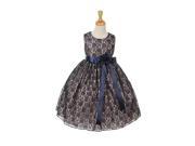 Cinderella Couture Big Girls Navy Lace Navy Sash Sleeveless Dress 10