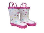 White Polka Dots Deluxe Toddler Girls Rain Boots 5