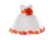 Baby Girls White Orange Petal Adorned Satin Tulle Flower Girl Dress 18M