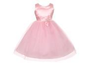 Big Girls Pink Slant Bow Brooch Attached Shiny Junior Bridesmaid Dress 10