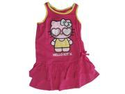 Hello Kitty Little Girls Pink Glittery Print Layered Ruffle Dress 6X