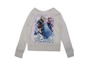 Disney Big Girls Bone White Frozen Character Print Long Sleeve Sweater 8