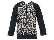 Little Girls Tan Black Leopard Spotted Print Zippered Jacket 6X