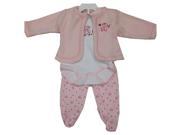 Rumble Tumble Baby Girls Pink Teddy Ballet Shoes Top Onesie 3 Pc Pant Set 6 9M