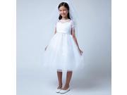 Sweet Kids Little Girls White Pleated Organza Special Occasion Dress 4