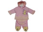 Disney Baby Girls Pink Winnie The Pooh Hooded Top Onesie 3 Pc Pant Set 3 6M