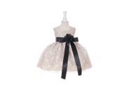 Cinderella Couture Baby Girls Champagne Lace Black Sash Sleeveless Dress 6M