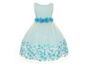 Kids Dream Little Girls Aqua Taffeta Flowers Sleeveless Easter Dress 4