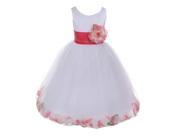 Big Girls White Coral Petals Satin Tulle Petal Junior Bridesmaid Dress 14