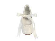 Lito Little Girls Ivory Satin Ribbon Ballerina Flats Occasion Shoes 9 Toddler