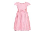 Richie House Little Girls Pink Bow Bead Embellished Princess Lace Dress 4