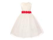 Big Girls Ivory Fuchsia Chiffon Floral Sash Tulle Junior Bridesmaid Dress 12