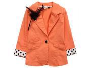 Richie House Little Girls Orange Black Polka Dot Cuffs Lapel Clip Jacket 6