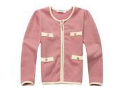 Richie House Little Girls Pink Beige Piping Fake Pockets Zip Up Sweet Coat 4 5