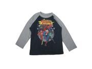 Marvels Little Boys Grey Navy Justice League Print Long Sleeved Shirt 2T