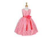Cinderella Couture Big Girls Coral Lace Red Sash Sleeveless Dress 14