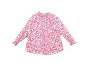 Richie House Little Girls Pink Floral Print Long Sleeve Gather Cuff Top 1 2