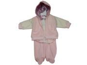 Rumble Tumble Baby Girls Pink Hooded Top Onesie 3 Pc Footed Pant Set 0 3M