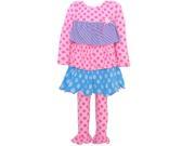 Bonnie Jean Little Girls Pink Blue Dot Stripe Tiered 2 Pc Legging Outfit 4T