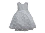 Little Girls White Chevron Style Embroidered Glitter Flower Girl Dress 2T
