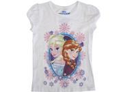 Disney Little Girls White Frozen Elsa Anna Short Sleeve Shirt Top 6