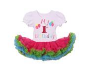 Baby Girls Multi Color Birthday Number Applique Tulle Tutu Dress 12M