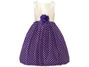 Mia Juliana Little Girls Purple Ivory Polka Dot Flower Christmas Dress 6