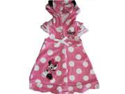 Disney Little Girls Pink White Dotted Minnie Mouse Hooded Towel Dress 6