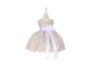 Cinderella Couture Baby Girls Champagne Lace White Sash Sleeveless Dress 6M