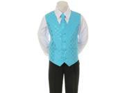Kids Dream Aqua Checkered Vest Necktie Special Occasion Boys Suit 16