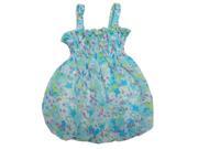 Baby Girls Turquoise Floral Allover Print Strap Bubble Chiffon Dress18M