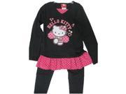 Hello Kitty Little Girls Black Fuchsia Dotted Ruffle 2 Piece Legging Set 6