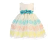 Lito Baby Girls Ivory Poly Silk Flower Embroidered Organza Easter Dress 6 12M