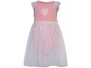 Bonnie Jean Little Girls Pink White Heart Applique Trim Onesie Dress 3T