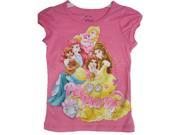 Disney Little Girls Pink Princess Pet Party Floral Print T Shirt 5