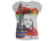 Disney Little Girls White Red Hanna Montana Rainbow Guitare Print T shirt 10 12