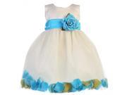 Crayon Kids Baby Girls Ivory Turquoise Petal Flower Girl Dress 12M