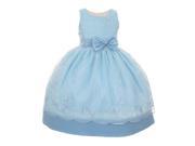 Little Girls Blue Organza Embroidery Bow Sash Flower Girl Easter Dress 2