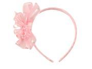 Girls Pink Elegant Satin Organza Ribbon Floral Elegant Headband