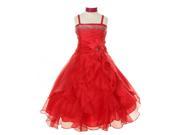 Cinderella Couture Little Girls Red Crystal Organza Cascade Ruffle Dress 4