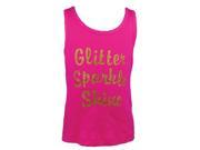 Reflectionz Little Girls Hot Pink Gold Glitter Sparkle Shine Tank Top 4