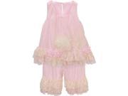 Isobella Chloe Little Girls Pink Vicki Two Piece Pant Outfit Set 2T