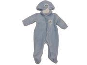 Rumble Tumble Baby Boys Blue Teddy Bear Applique Snap Closure Hat Coverall 6 9M