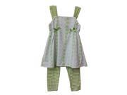 Little Girls Lime Green Flowers Stipe Pants Summer 2 Pcs Outfit Set 3T