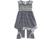 Isobella Chloe Little Girls Navy Lace Tori Two Piece Pant Outfit Set 2T