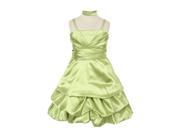 Big Girls Lime Rhinestones Shiny Satin Pick Up Skirt Flower Girl Dress 8