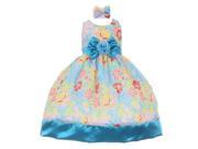 Baby Girls Turquoise Sash Multi Colored Easter Special Occasion Dress 18M